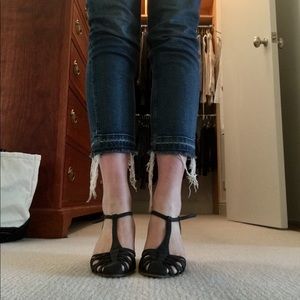 EUC Barney’s CO-OP black woven wedge sandals